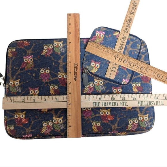 Kamor 2 piece laptop sleeve with wallet owl animal padded bohemian computer case - Picture 2 of 10